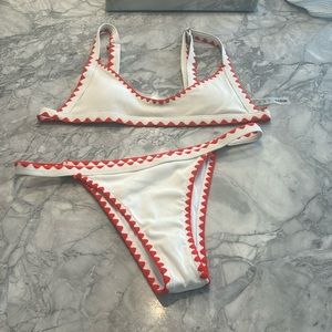 White and red bikini set